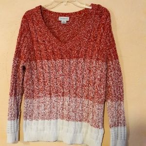 Block Stripe Knit Red and White Sweater